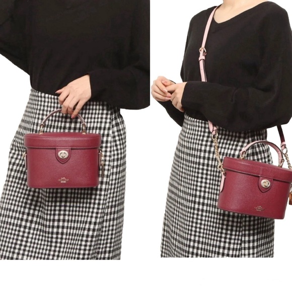 SOLD!! COACH Kay Crossbody With Glitter In Black Cherry Leather - Picture 6 of 14